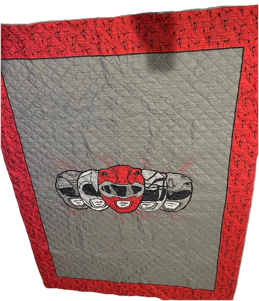2017 Mighty Morphin Power Rangers Twin / Full Blanket Quilt 63” X 86” HTF EUC - Image 2 of 4