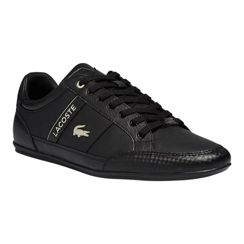 LaCoste Herren Chaymon Leder Niedrig Turnschuhe Schwarz Größe 10