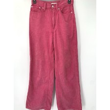 BDG Corduroy Pants Women 26 Magenta Pink High Rise Wide Leg Urban Outfitters