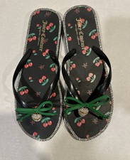 Juicy Couture Los Angeles California Black Flip Flops Sandals Size 38/39