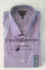 NWT Croft  Barrow Men's Collared Button Down Easy Care Dress Shirt 17.5 34/35