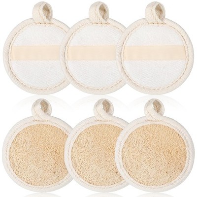 6pcs Natural Loofah Scrubber, Exfoliating Scrub Pads Organic Luffa Faces Scru...