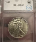 1945 Walking Liberty Half Dollar MS62 ICG