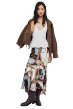 ANTHROPOLOGIE " Maeve Bias-Cut Satin Midi Skirt" Brown Size Small NWT 148