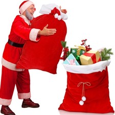 Large Velvet Christmas Santa Claus Gift Sack Oversized Xmas Party Gift Bag