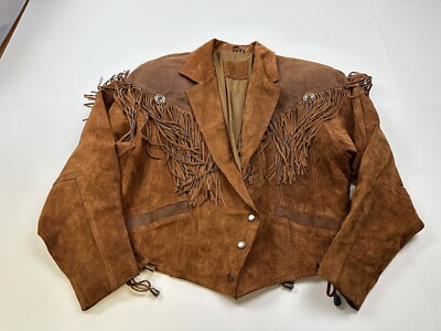 brown vintage フリンジジャケット The American Line Leather Brown Fringe Jacket - Etsy