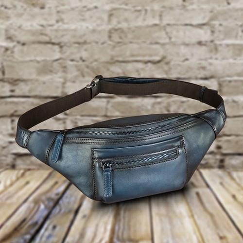 Echtleder Bauchtasche für Damen und Herren Vintage Handarbeit Leder Gürteltasche - Bild 4 von 14