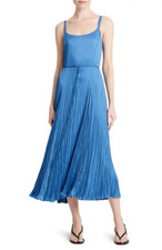 *1402 Vince Relaxed Plissé Satin Midi Slipdress Midi Dress Sz M $495