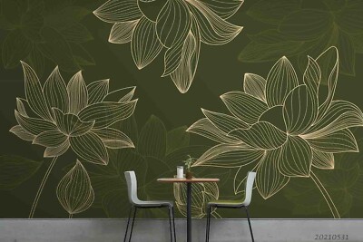 3D Hand Drawn Lotus Self-adhesive Removable Wallpaper Murals