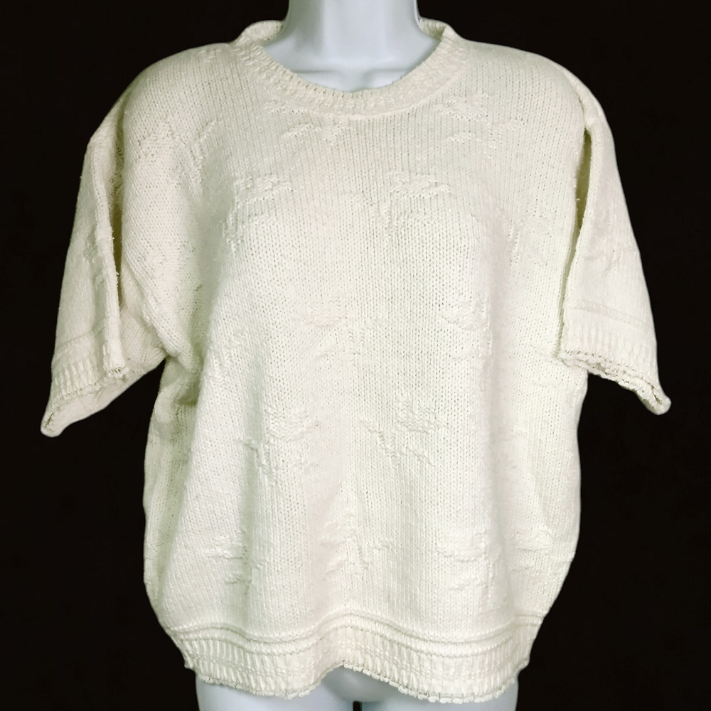 Eddie Bauer Womens Stars Knit Sweater Chunky Cream White Size Small Petite - Main Image