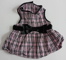 Glamour To The Bone Size Small Pink Plaid with Black Bow Dog/Cat Dress