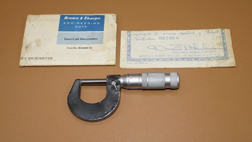 Brown & Sharpe No.3 Slant Line Friction Thimble Outside Micrometer 0-1" .0001"
