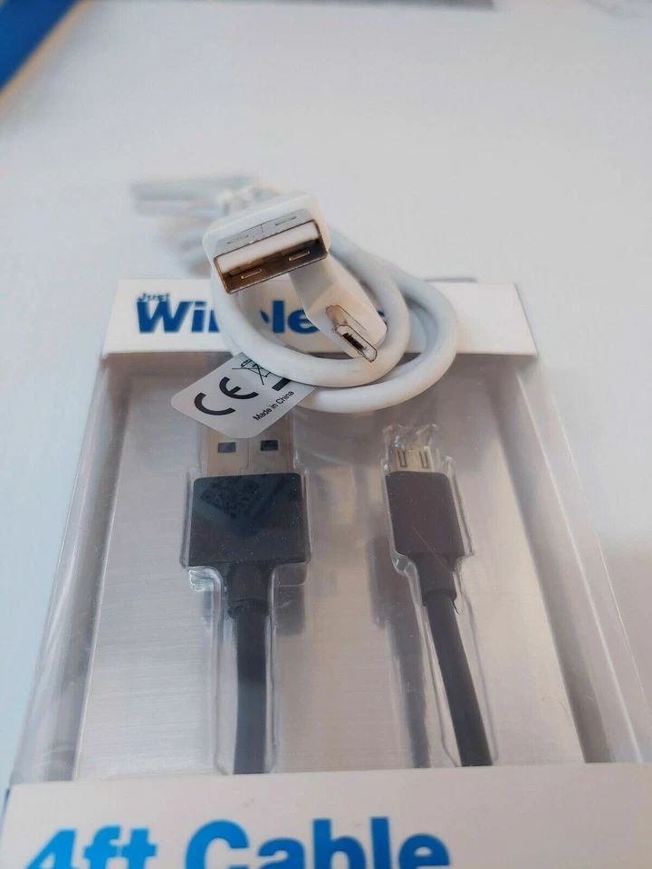 Just Wireless 4' Micro USB Cable- Black and 4' no box Micro USB Cable ZTE on tag - Image 2 of 4
