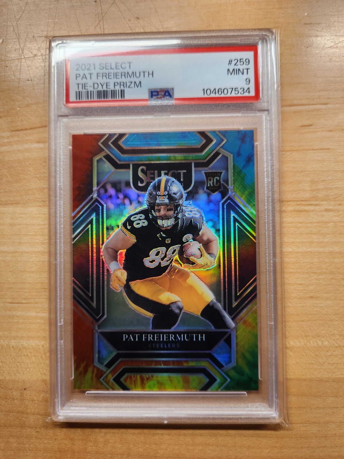 2021 Panini Select Tie Dye Prizm Pat Freiermuth Rookie 18/25 PSA 9 #259