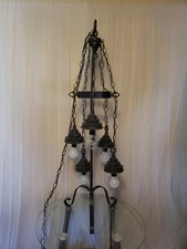 Vintage 1960's-70's Retro MCM Gothic 5-Tier Hanging Swag Light Wrought Iron