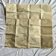 WWII Aviator Escape Fabric Map NE France W/ Checkpoints & Front Drawn