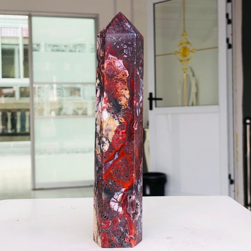 430g Natural Pink Mexican Crazy Lace Agate Quartz Crystal Obelisk Healing G534 - Picture 12 of 13