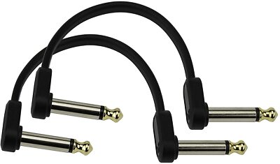 Daddario Flat Patch Cable, 6 Inch Offset Right Angle, Twin Pack, PW-FPRR-206OS