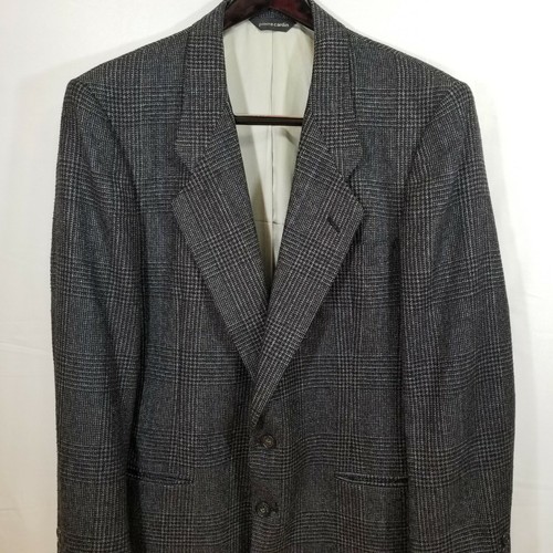 Pierre Cardin Sport Coat Blazer Jacket Black White Windowpain Check 40R - Picture 6 of 12