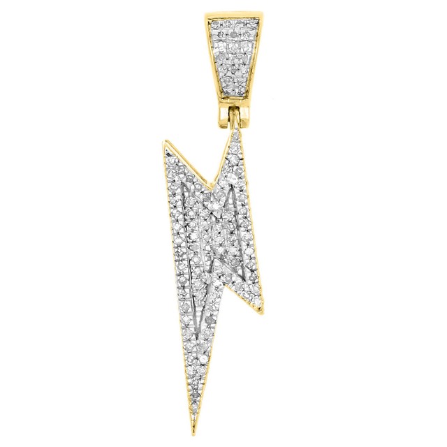 14K Yellow Gold Over 0.26Ct Diamond Lightning Bolt Symbol Pendant