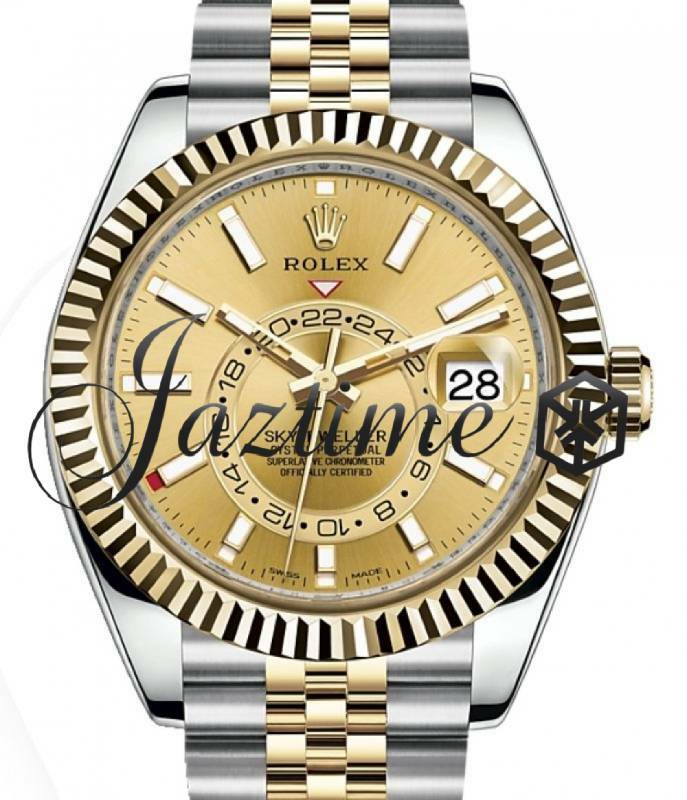Rolex Sky-Dweller 336933 Champagne Jubilee 42mm Yellow Gold Steel