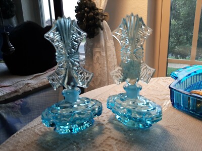 Vintage ''Ocean Aqua'' Perfume Vanity  TRAY with FIVE Matching Aqua Bottles!GREAT!