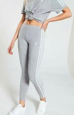 Image of Adidas Women’s Trefoil & 3 Stripes Leggings Black Grey Size 8 10 12 14
