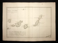 I Isole Di Canarie mappa Piantina geografico 1787 Geographical Antic Old Map