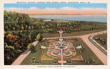 Marquette MI Michigan Branch Prison Asylum Jail Tower Gardens Vtg Postcard A33