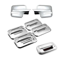For 2009-2014 Ford F150 Chrome Mirror Covers + 4Dr Handle W/ Keypad + Tailgate