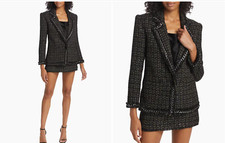 Alice  Olivia Shan Chain-Trim Tweed Jacket Size:0 695 NWT