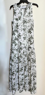 New  Ruffle Watercolor Lined Maxi Dress Sz S $148