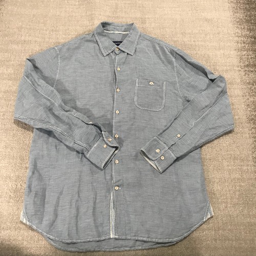 Territory Ahead Shirt Mens Large Button Up Linen Tencel Gingham Check Pocket
