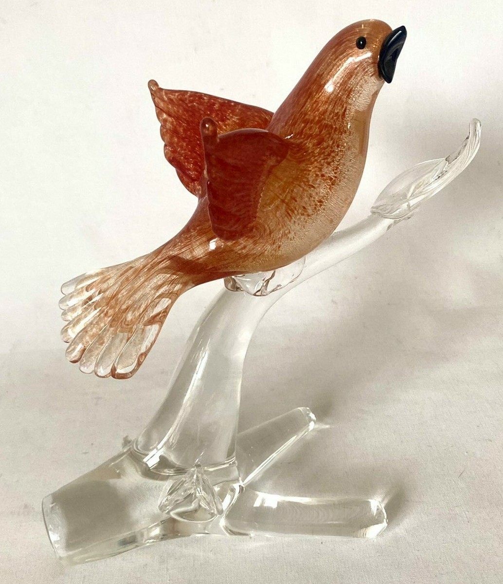 Rare Vintage Mid-Century Formia Murano Glass Bird on a Branch