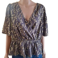 NWT Modcloth Celebrating Progress Peplum Wrap Top 1X New Year Top