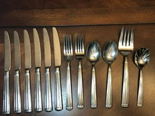 12 Pcs Wallace COLUMN Stainless Steel 6 Knives 2 Forks 2 Spoons 2 Serviing Pcs