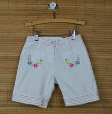 Girls HANNA ANDERSSON Sz 110 - 4 5 6y White Shorts Embroidered Flowers Stripes