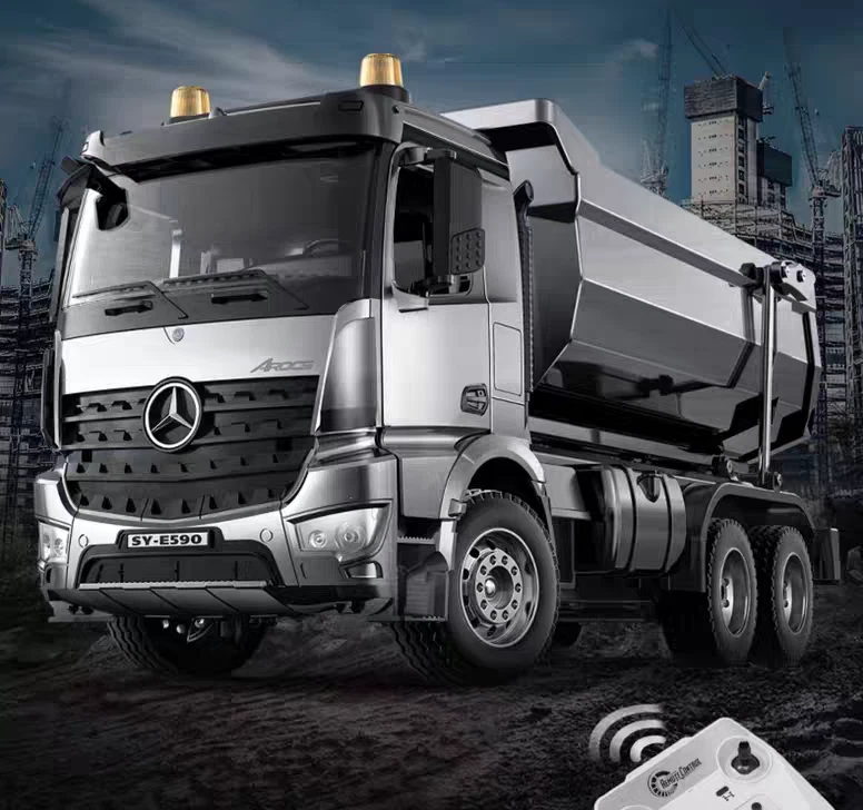 New 1:20 Mercedes-Benz Arocs Double E RC Gray Dump Truck E590-003 Open Box - Image 2 of 4