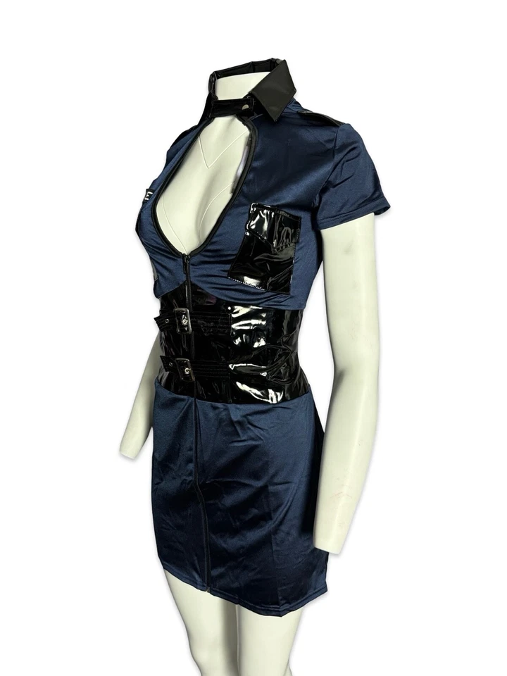 Coqueta Sexy Sargento Policía Uniforme Halloween Disfraz Policía Oficial Vestido Sombrero Foto 4 de 4