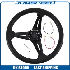 Black Car Racing Steering Wheel Drifting Wheel Horn Button Aluminum 14'' 6 Bolt 
