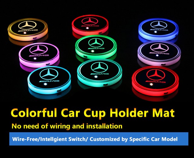 2pcs Colorful LED Coaster Atmosphere Car Light for Mercedesbenz Neon