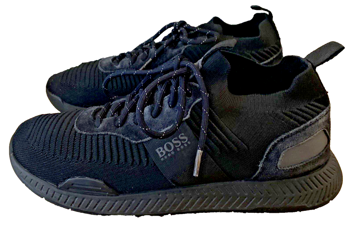 Black hugo boss suede shoes Hugo Black Logo Faux-Suede Sneakers Hugo Boss main image 2
