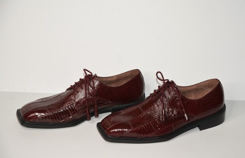 Mens Giorgio Brutini Oxblood Red Snakeskin Square Toe Lace Up Dress Shoes 8M NEW - Picture 2 of 6