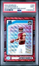 2024 PANINI DONRUSS OPTIC PREVIEW-RED WAVE #389 JAYDEN DANIELS PSA 9