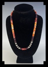 White Fox Rich Spiny Oyster and Sterling Navajo Pearl Choker