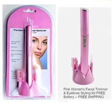 Pink Women's Facial Trimmer  Eyebrow Styling Kit FREE Battery