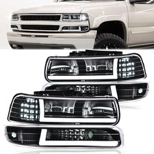 LED DRL Headlights Assembly Compatible with Chevy Silverado 1500 2500 1999-2002