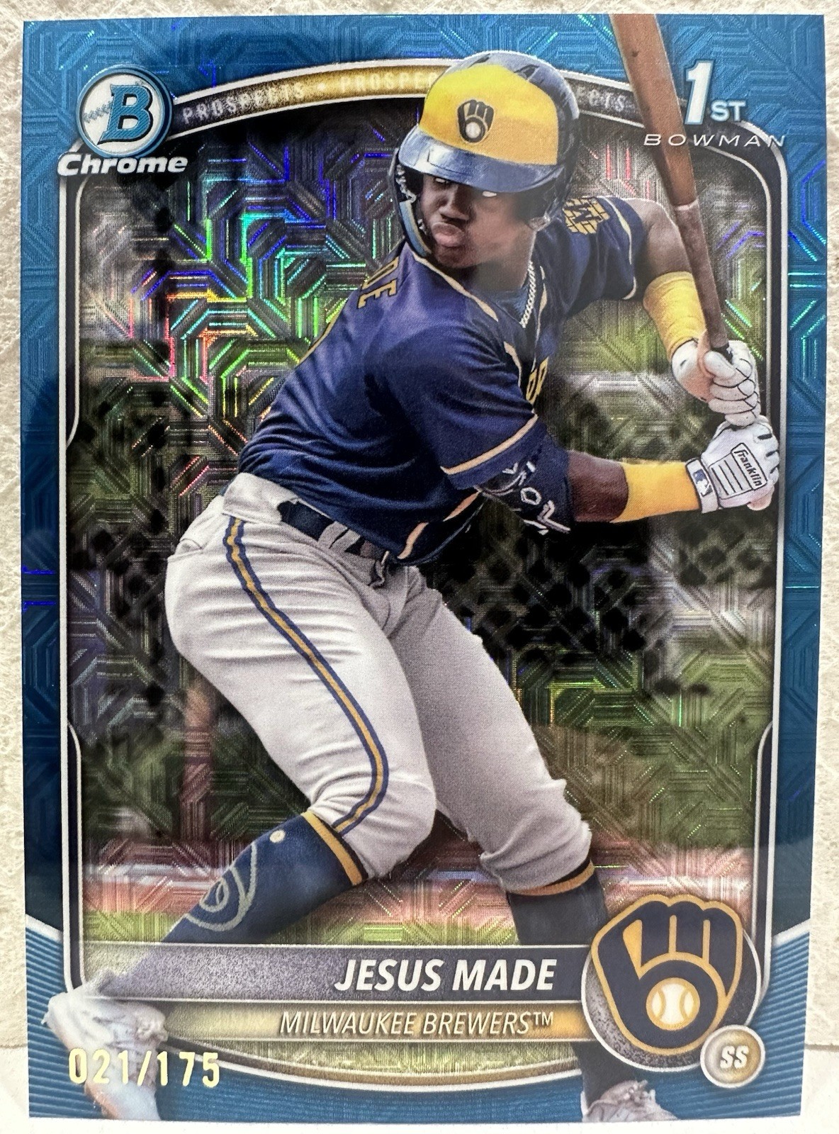 2025 Bowman Chrome JESUS MADE 1st Navy Mojo /175 #BCP-50 🔥 MIL BREWERS