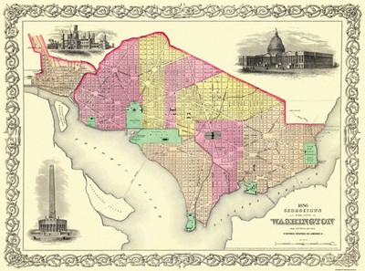 Historic City Map - Georgetown Washington DC - Colton 1856 - Vintage Wall Art