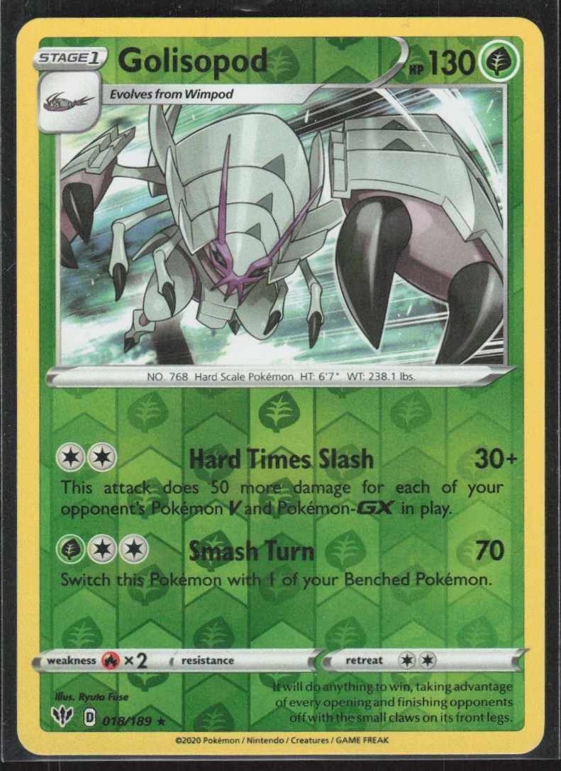 2020 Sword & Shield - Darkness Ablaze Golisopod Stage 1/Rare Holo #18